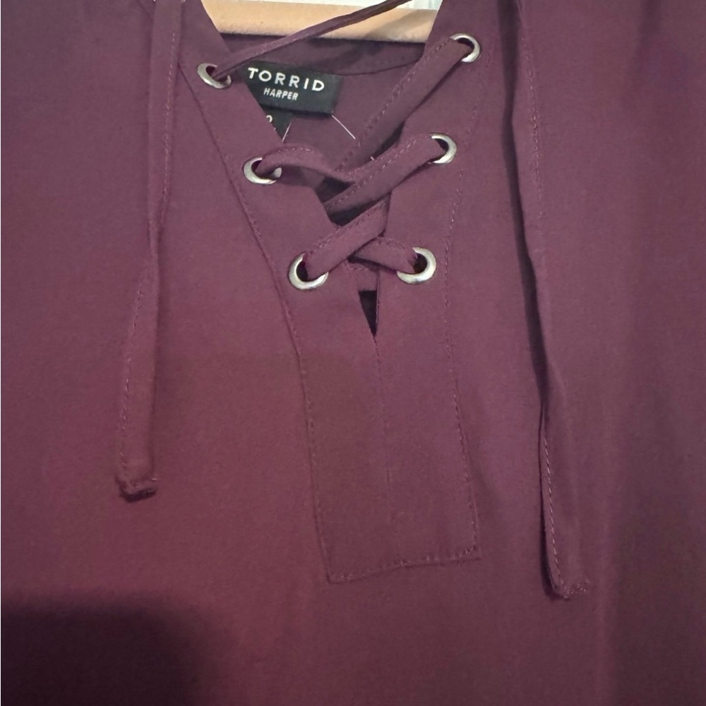 NWT torrid size 0(L) Harper lace up blouse - Picture 5 of 6